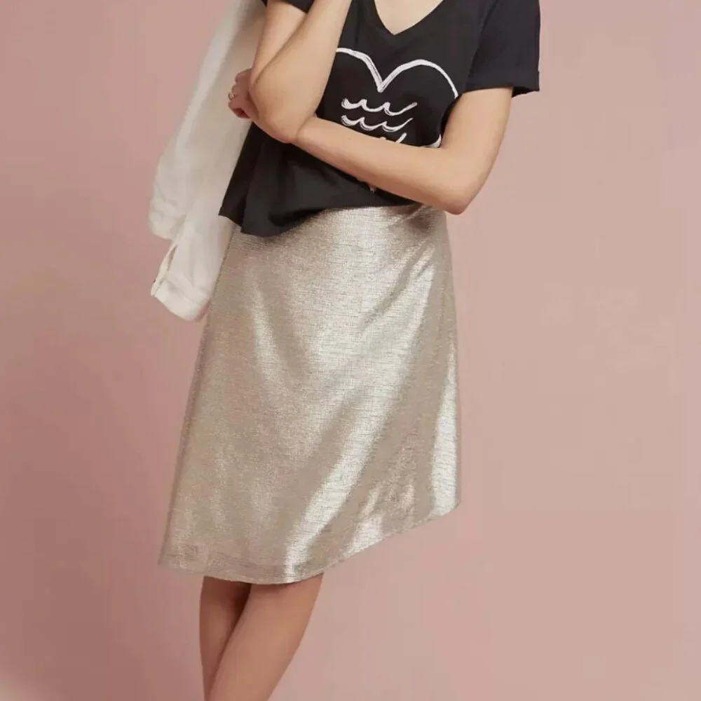 NWT Anthropologie Marcia Metallic Skirt by ISLA MAUDE - Picture 1 of 6